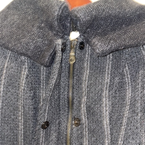 Zara Fitted Full Zip Outerwear Gray Wool Blend Wrap Collar Hood Coat Size Medium - Picture 5 of 9